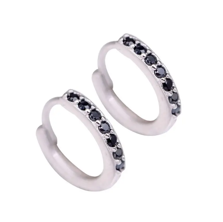 เครื่องประดับอินเทรนด์ปู Cz Huggie Hoop Aretes De Plata ต่างหูเงินแท้925