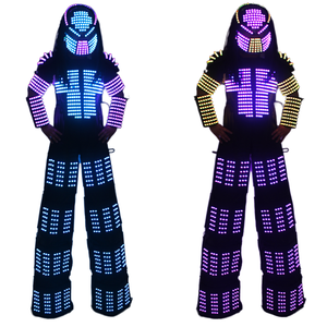 カラフルなRGBLEDルミナスロボットダンスウェアKryomanとDavidGuettaのパフォーマンスとイベント用の傾斜スーツ - Product Image 5