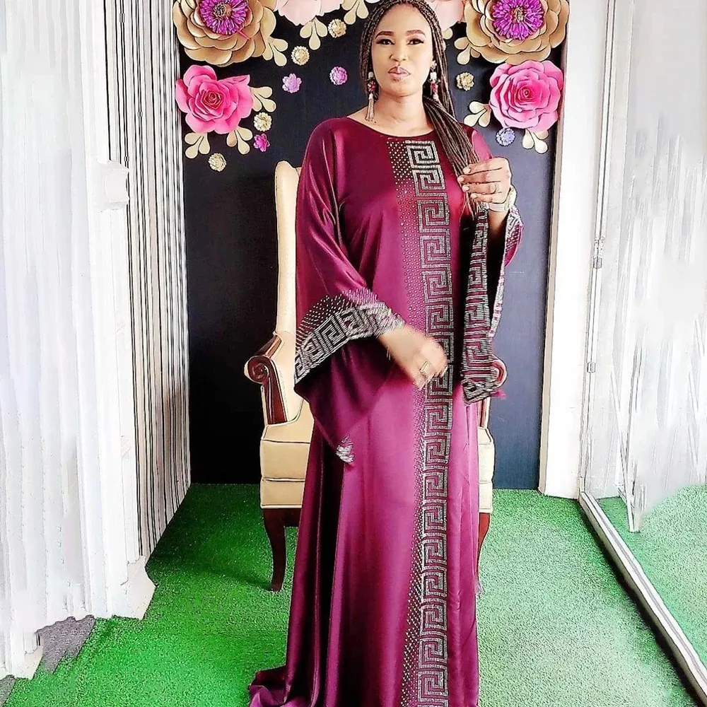 فستان نسائي طويل ذو أكمام طويلة من Dashiki, فستان نسائي طويل من الحرير مطرز بالخرز باللون الإفريقي ، مناسب للحفلات ، متوفر في دبي