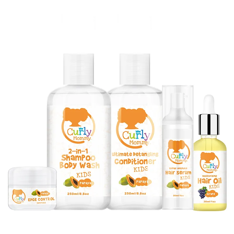 CURLYMOMMY natural cute black kid productos para el cuidado del cabello, juego de champú y acondicionador vegano para niños