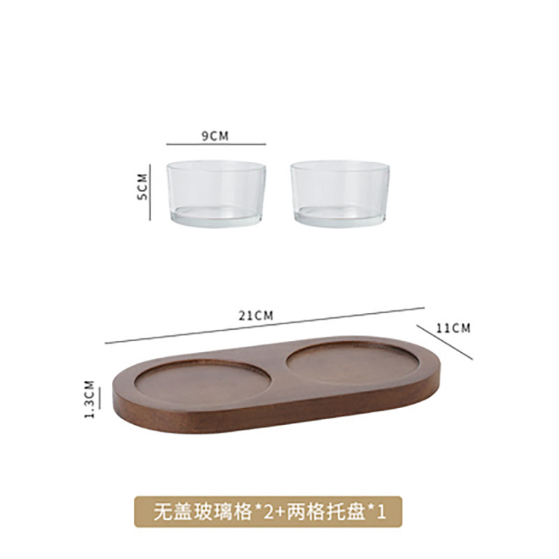 Two glass fruit plates (without lids) - two-compartment tray