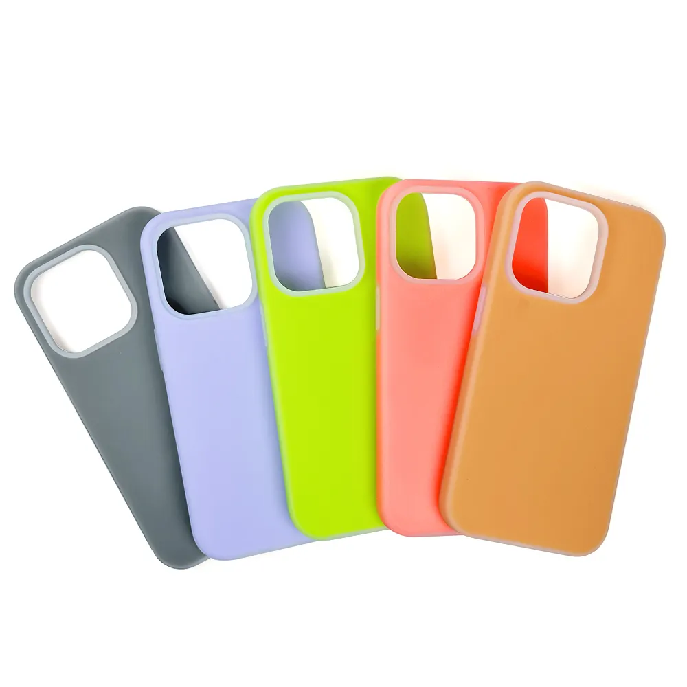 Funda protectora de goma de gel de silicona de gelatina de color sólido suave a la moda TENCHEN para iPhone 13 14 15 pro Max funda de teléfono de silicona líquida
