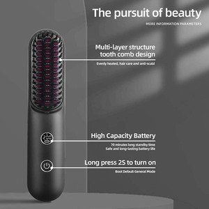 Inalámbrico 2-en-1 Hair Styler Tool Nylon Straightener Brush Peine eléctrico con 6400mAh Gran capacidad - Product Image 6