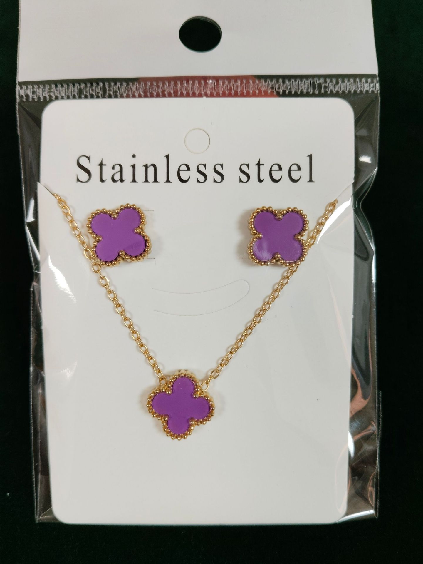 Earring and necklace set-purple