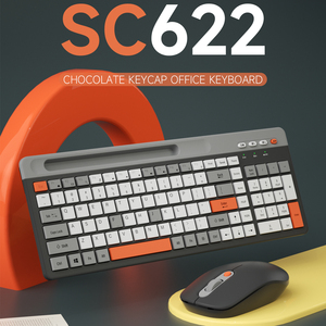 Teclado inalámbrico BT 2,4G teclado Oficina Chocolate keycap, diseño compacto computadora teclado inalámbrico