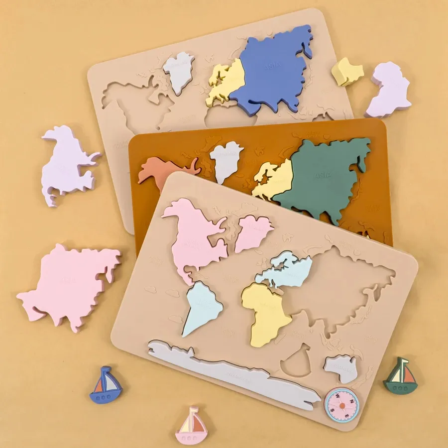 Siliconen Vroege Educatieve Kaart Blokken Voor Peuters Voorschoolse Leren Puzzel Speelgoed
