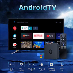 Q1 H313 4k hd Video Decoder Media Player Dual Wifi ATV Android Smart Tv Box Q1 with Voice <strong>Input</strong> Search Remote Control