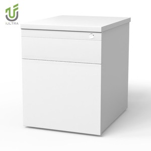 Tekerlekler üzerinde IULTRA taşınabilir dosya dolabı, yazıcılar ve malzemeleri için üst raflı 2 çekmeceli ahşap dosya sepeti - Product Image 1