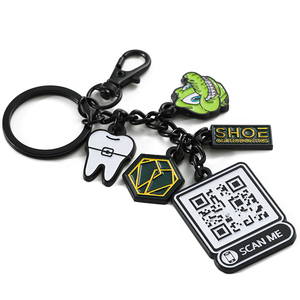 โรงงานทําราคาถูก OEM Charm จี้พวงกุญแจเคลือบฟันอ่อนโลหะที่กําหนดเองพวงกุญแจส่วนบุคคลทันตแพทย์ QR รหัสพวงกุญแจ - Product Image 2
