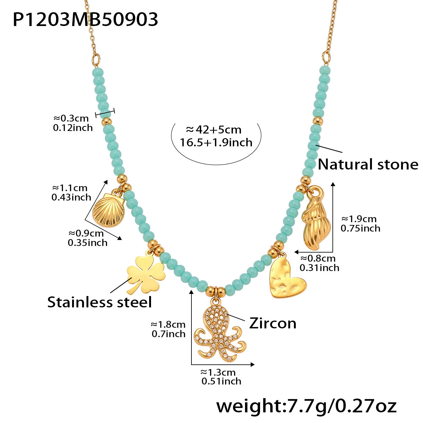 Collier bleu43+5cm