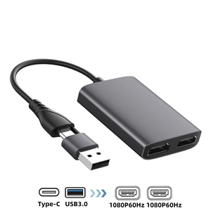 USB 3.0/Type-C至双1080P 60hz高清显示适配器2个不同的屏幕扩展器MST集线器，适用于M1 M2 Mac10.15 Windows10笔记本电脑 - Product Image 2