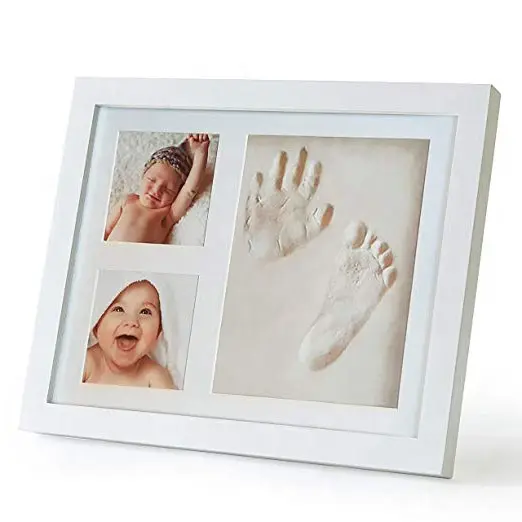 Baby Hand and Footprint Keepsake Non-Toxic Clay Cute Photo Frame Shiny Golden Paint Kit