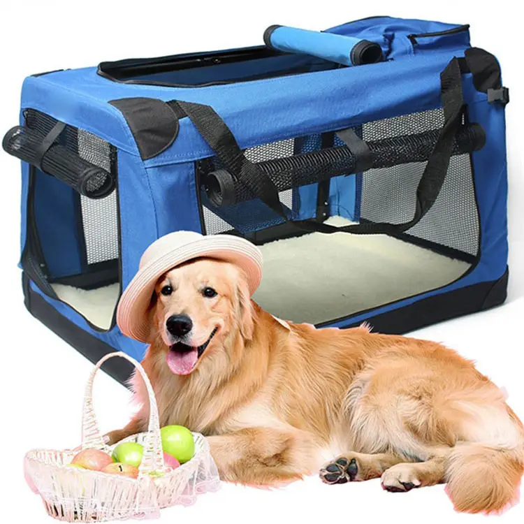 Factory Custom Logo Household Travel Dog Carrier Folding Extra Large Pets Kennel Portable Soft Dog Pets Crate