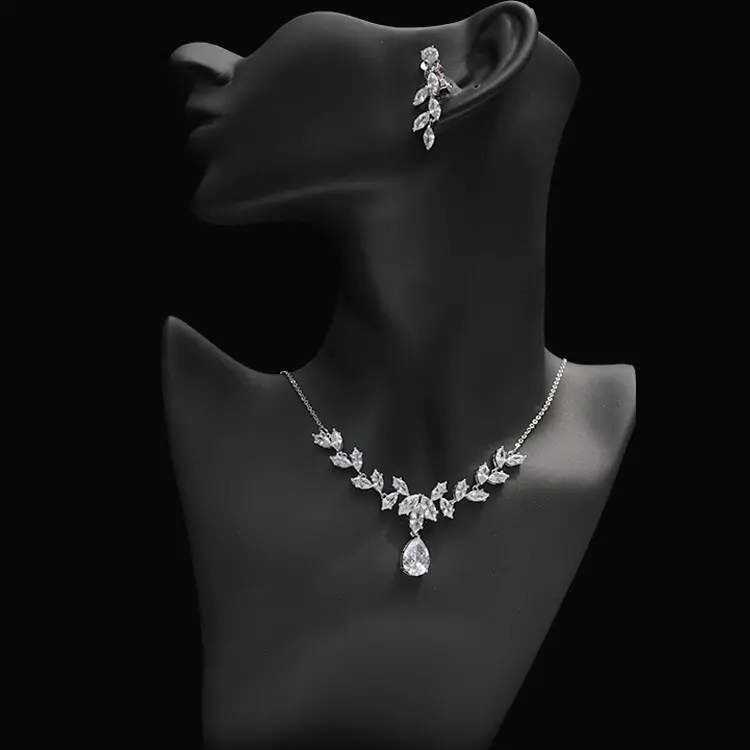 Günstige Top Qualität Phantasie Braut schmuck Halskette Ohrring zirkonia Frauen Partei Halskette Set