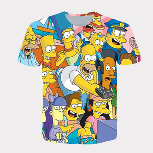 カスタム子供のユニセックス漫画Tシャツ100% ポリエステル3DデジタルプリントtシャツシンプソンズTシャツ - Product Image 5