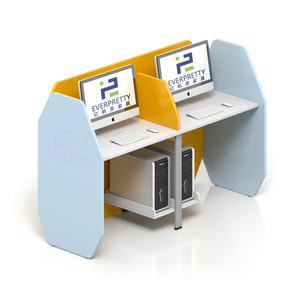 Neueste Design Holz Schul möbel Klassen zimmer Bibliothek Labor Computer tisch für zwei Schüler mit Partition CPU-Halter - Product Image 1
