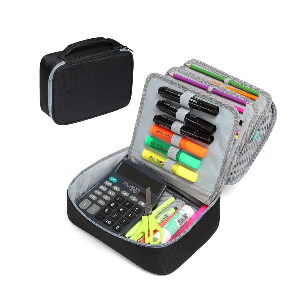 Grande trousse à crayons pochette pour crayons de couleur d'art avec couches détachables Organisateur de rangement pour stylos