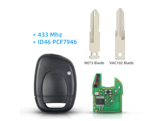 10X 2/3 düğmeler araba uzaktan anahtar VA2 bıçak Renault Clio 3 Kangoo usta Modus Twingo 2006 - 2016 kapak anahtar 433MHz PCF7961 - Product Image 1