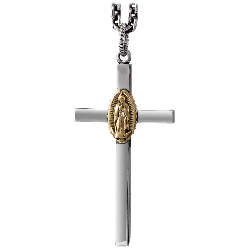 Gioielli in argento tailandese crocifissione venerdì santo argento sterling 925 vergine maria grande hip hop gesù croce pendente collana