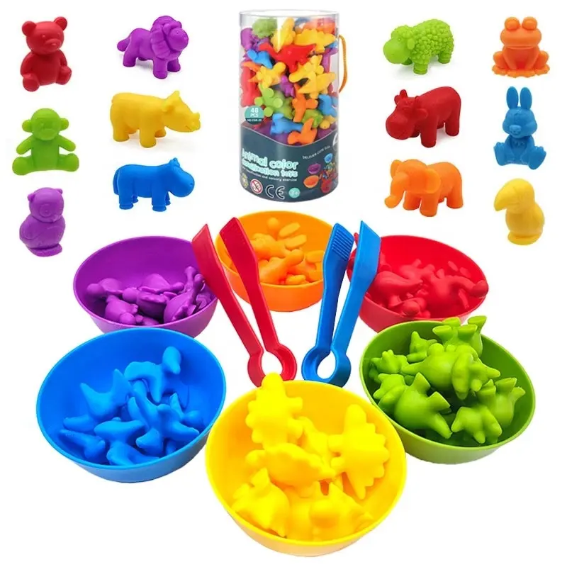 Montessori jouet de comptage arc-en-ciel ours jouet de maths Animal de mer arc-en-ciel dinosaure Lion avion apprentissage précoce jouets éducatifs pour enfants