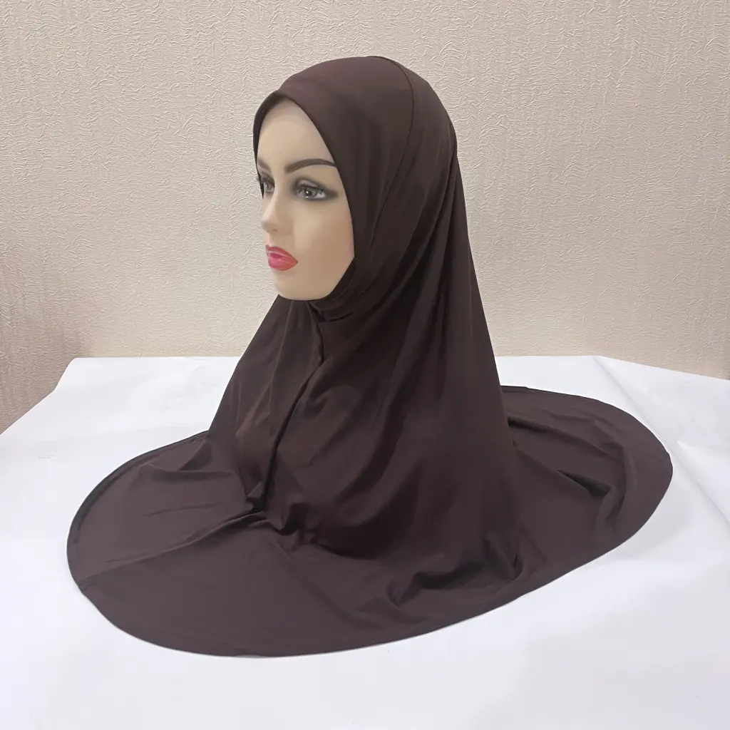 Tela de Lycra de Color liso para mujeres musulmanas, Hijab de alta calidad, chal de bufanda instantáneo grande, fácil de usar