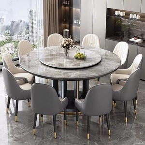 Bàn Ăn Tròn kiểu Trung Quốc mới với đỉnh đá thiêu kết và chân đế hình đèn lồng cho đồ nội thất phòng ăn sang trọng. - Product Image 6