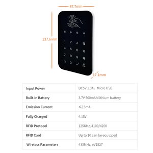 Staniot Customize Tuya Smart Wireless Touch Keyboard With RFID Card for Home <strong>Alarm</strong> System Support Arm and <strong>Disarm</strong> Password Keypad - Product Image 4