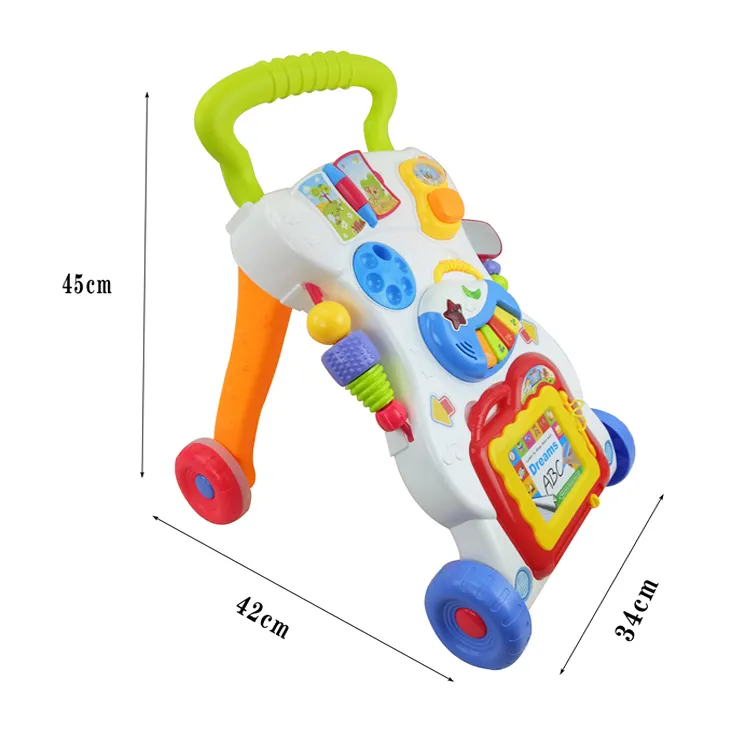 Hoge Kwaliteit Baby Rollator Met Trolley Met Muziek Puzzel Multifunctionele Gewichtstoename Tank Baby Walker Speelgoed