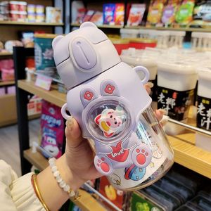可爱设计卡通塑料水瓶儿童600毫升双酚a免费水瓶杯带和吸管