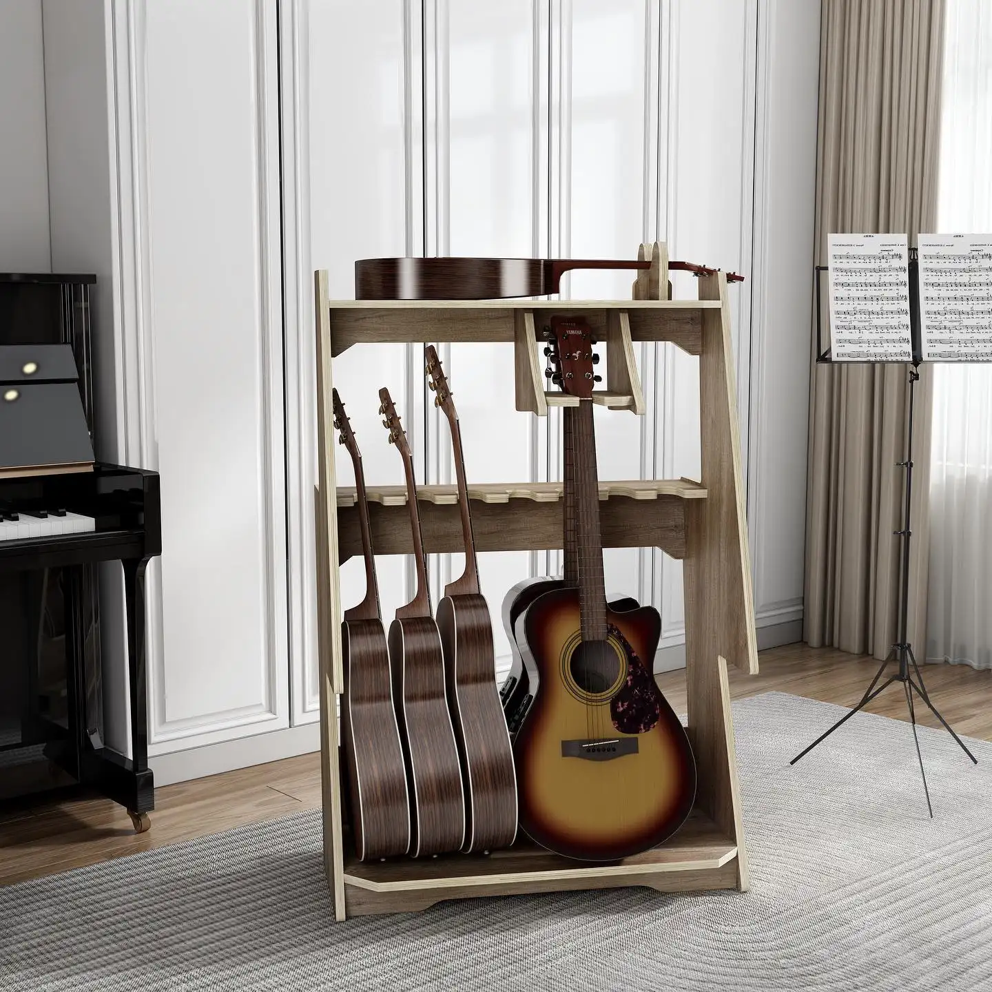 Supporto per chitarra in legno massello personalizzato fatto a mano montaggio facile senza viti supporto per basso per chitarra scaffale per chitarra
