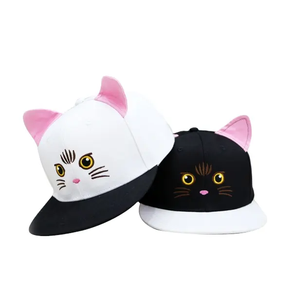 Verão Dos Desenhos Animados Impressão Animal Crianças Cap Equipado Flex Fit Chapéus Do Bebê Bonito Cat's Ear Crianças Snapback Cap Hat