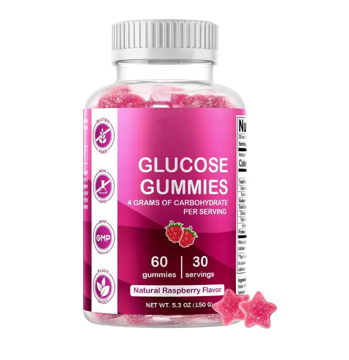 Hochwertige Glucose Chweble Gummies mit 60 Count Natural Raspberry Flavor of Carbo hydrate Supplement