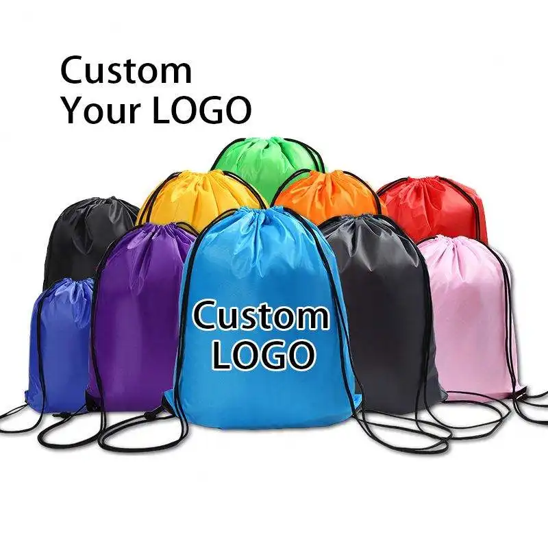 Bolsa de cordón impermeable de nylon con cadena de sublimación logotipo personalizado poliéster mochila personalizada gimnasio deporte bolsa con cordón con logotipo