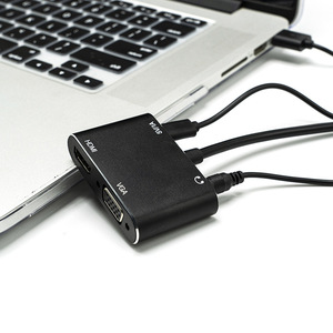 Mini 4-in-1 <strong>VGA</strong> to <strong>HDMI</strong> <strong>USB</strong> <strong>VGA</strong> 3.5 Audio Cable Splitter 1-4 Compatible Adapter Dock for Laptop <strong>HDMI</strong> Monitor TV &amp; Projector - Product Image 1