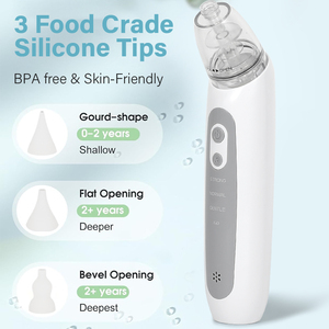 Aspirador nasal OEM ODM para bebé, aspirador nasal eléctrico para bebé, limpiador de nariz automático con 3 puntas de silicona, nivel de succión ajustable