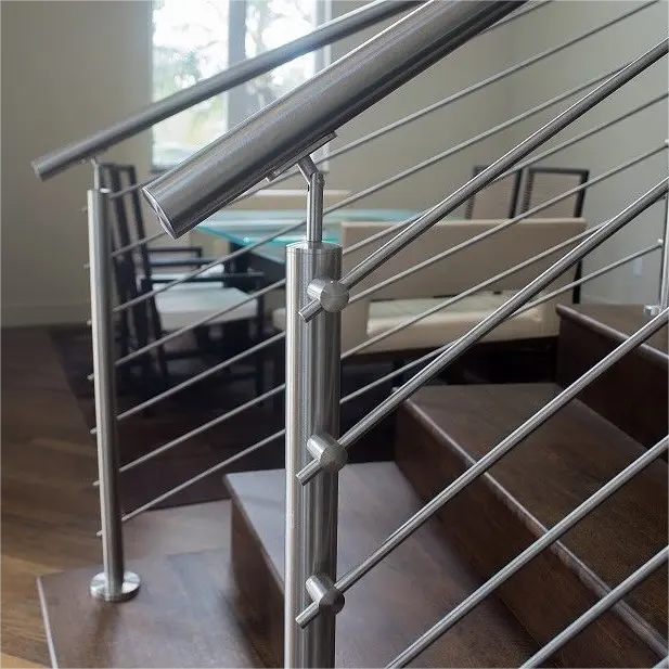 Barandillas de acero inoxidable sólido escalera interior balaustrada barra barandilla poste
