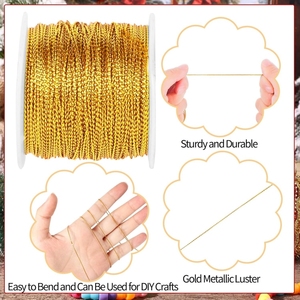 Hot Sale 219 Yard 2 Spool 1mm Gold and Sliver Thread <strong>String</strong>,Thread Craft Making <strong>String</strong> Cord for Jewelry Making Gift Wrapping - Product Image 3