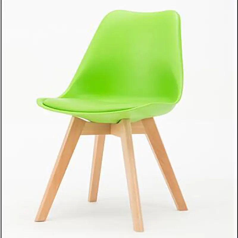 Cadeira de plástico com almofada macia e confortável para jantar, cadeira de pernas, design abs, madeira, pp, clássico, móveis para sala de jantar, moderna