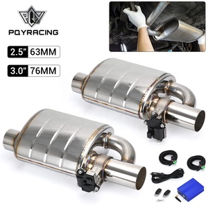 Stainless Steel 2.5&quot; 3&quot; Slant Outlet <strong>Tip</strong> Inlet Variable Exhaust Muffler With Vacuum Exhaust Cutout Electric Control <strong>Valve</strong> Kit - Product Image 1