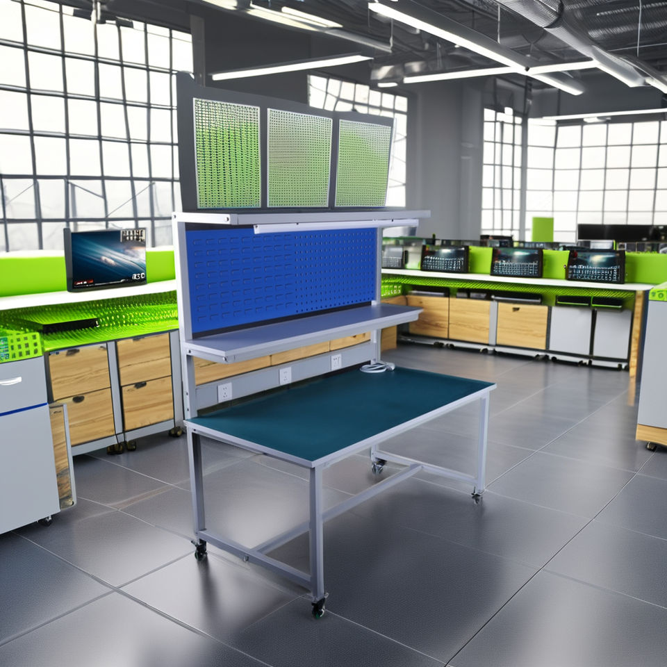 New Adjustable Anti-static Computer Repair Workbench with Wheels and Hanging Board ESD Assembly Line Portable Workbench