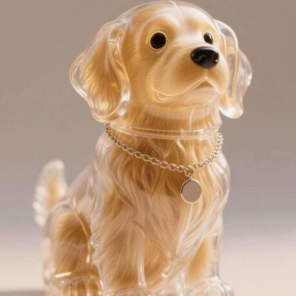 Golden retriever sentado transparente y bien educado