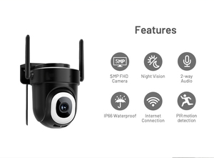 云德格高清5MP双视图IP66安全摄像机4G/Wifi/有线PTZ旋转内置麦克风人体检测ip网络摄像机云 - Product Image 5