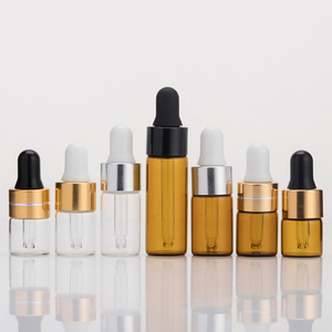 BYPE by PERFUME 1ml <strong>2ml</strong> 3ml 5ml <strong>Empty</strong> Cosmetic Serum Sample Vial Clear Amber Mini Glass Essential Oil <strong>Dropper</strong> <strong>Bottle</strong> with Cap - Product Image 1
