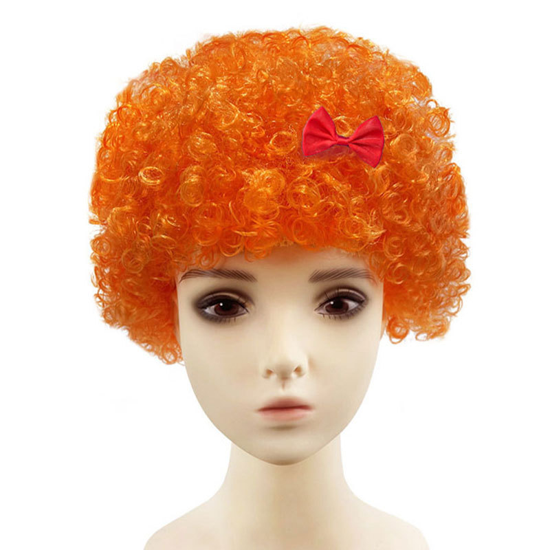 Fans wear orange afro-bowknot