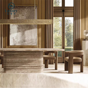 Sang trọng hiện đại hình chữ nhật ngoài trời travertine bàn ăn vườn đá cẩm thạch bàn ăn - Product Image 2