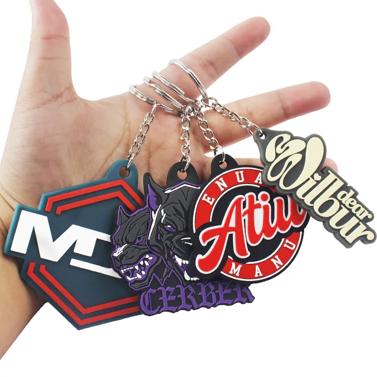 Công ty Quà Tặng Keychain tùy chỉnh logo mềm PVC Keyring 3D logo Keychain cao su PVC móc khóa tùy chỉnh 2D Móc chìa khóa