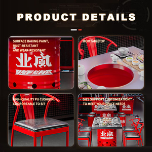 Chuyên Nghiệp Nhiệm Vụ Nặng Nề Kim Loại <span class=keywords><strong>S</strong></span>ắt Lẩu Bảng Thịt Nướng Cửa Hàng Thùng Dầu <span class=keywords><strong>S</strong></span>ắt Bàn Ghế Bộ - Product Image 5