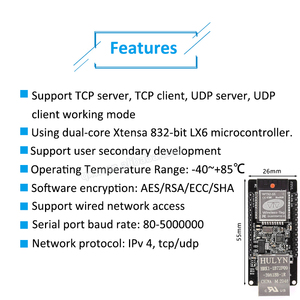 QXW WT32-ETH01 porta seriale incorporata rete Ethernet WIFI Combo Gateway MCU ESP32 modulo Wireless WT32 ETH01 - Product Image 5