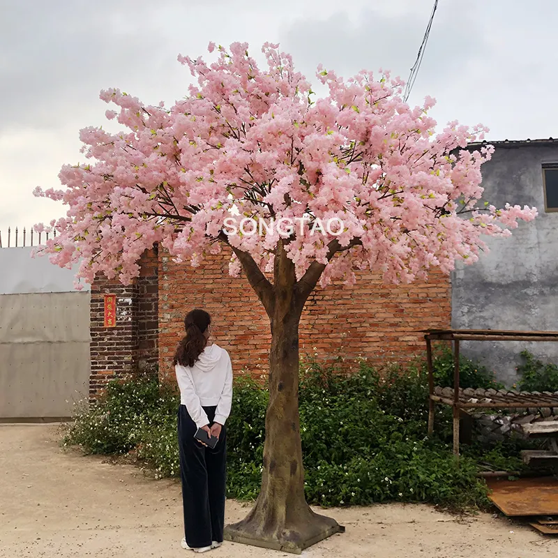 Árbol de cerezo artificial de 350cm de altura, árbol con hojas verdes para interiores y exteriores, decoración para el hogar y el jardín