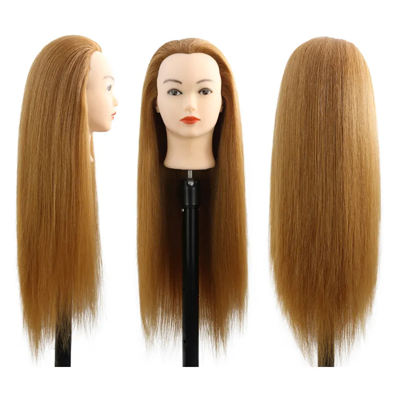 Cabeza de muñeca de cosmetología de alta calidad al por mayor cabeza de Maniquí de pelo real mixta 85% cabeza de entrenamiento de pelo